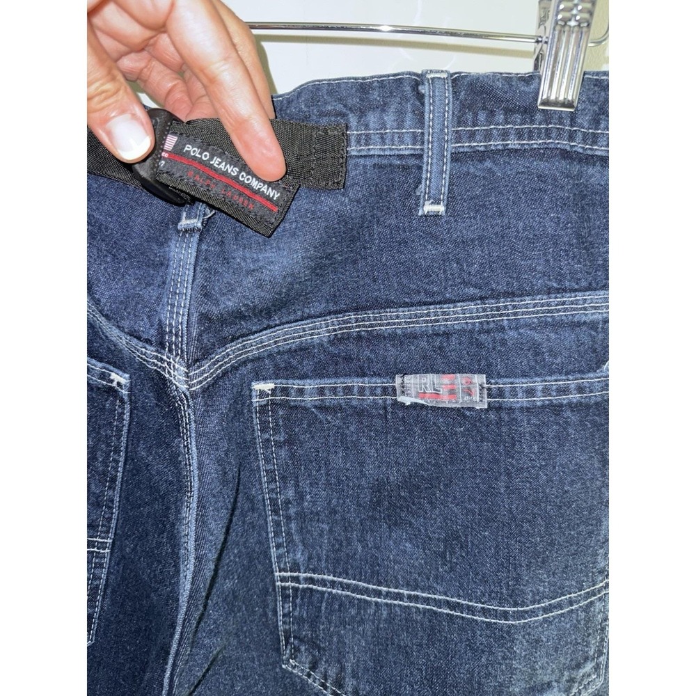 Vintage 90s Polo Jeans Co Carpenter Denim Pants Baggy Skater Grunge Men's 32 30